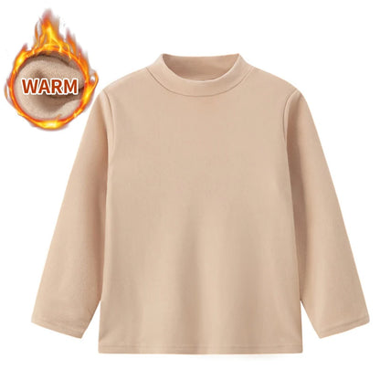 1/3/4 Pcs Children's Mid-collar Bottoming Shirt in Autumn And Winter Solid Color Joker Girls' Long sleeve T-shirt Boys' Casual S