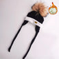 Newborn Baby hat for Boys Girls with ear Warmmer earflap rope Winter Cotton Beanie Pom Pom Bobble crown Hat Cap Hat for Kids boy