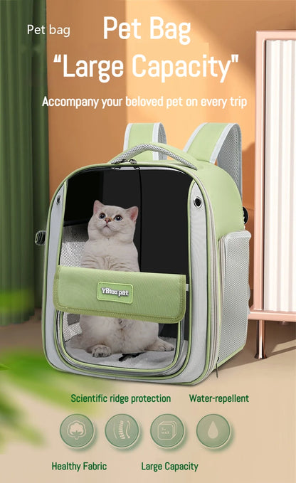 Breathable Portable Cat Carrier Transparent Large-Capacity Waterproof and Wear-Resistant Travel Backpack for Pets Foldable