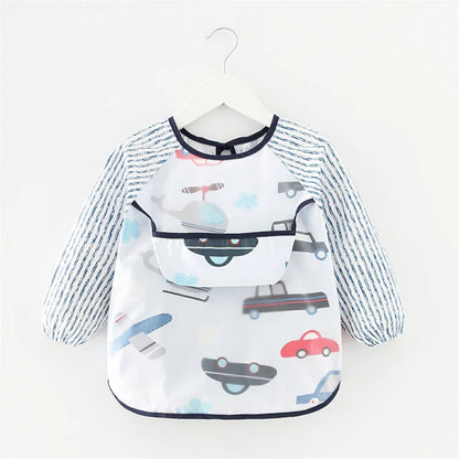 Newborn Baby Bibs Blouse Waterproof Long-sleeved Reverse Dressing Infant Eating Clothes Apron Bib Protective Clothing 0-2Years