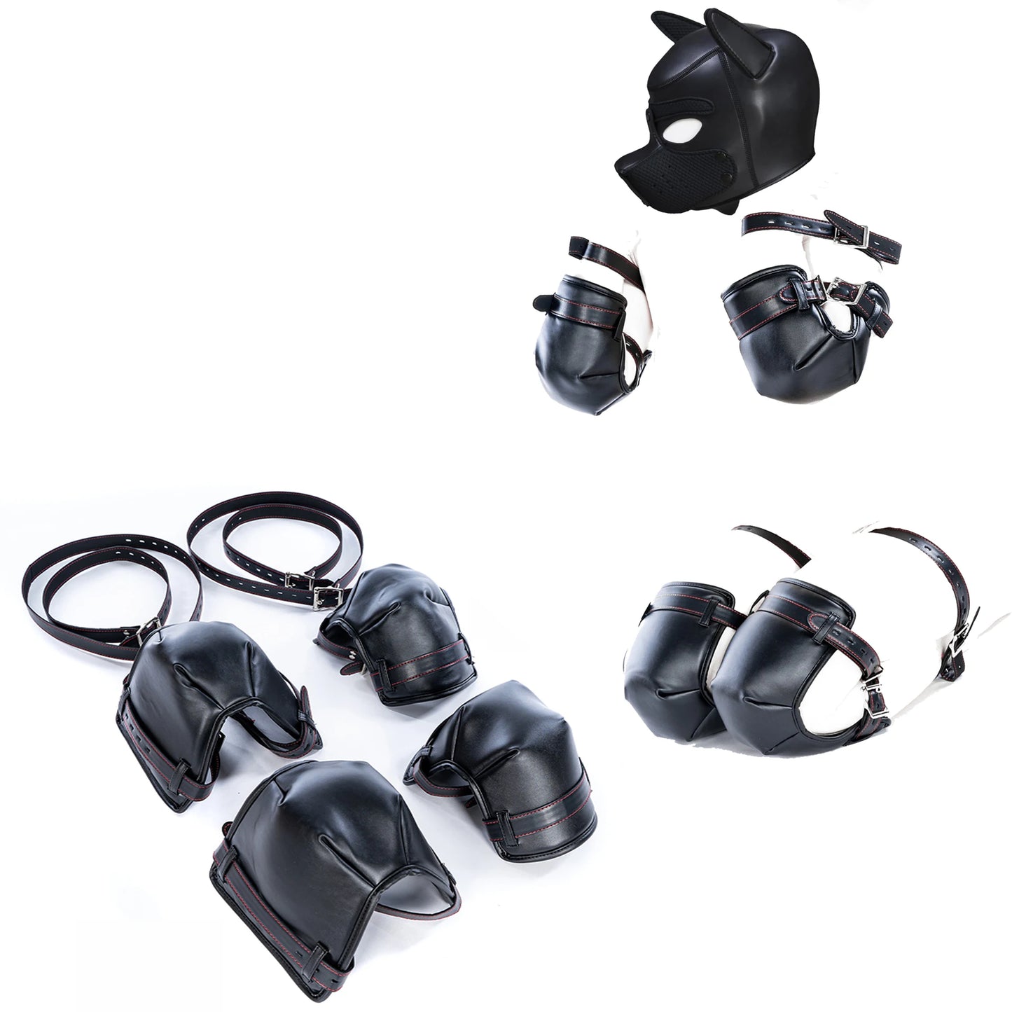 Leather Soft Padded Knee Elbow Pad Dog Paw Crawl Gloves Pup Toys Fetish BDSM Bondage Dog Slave Roleplay Sexy Costume Accessories
