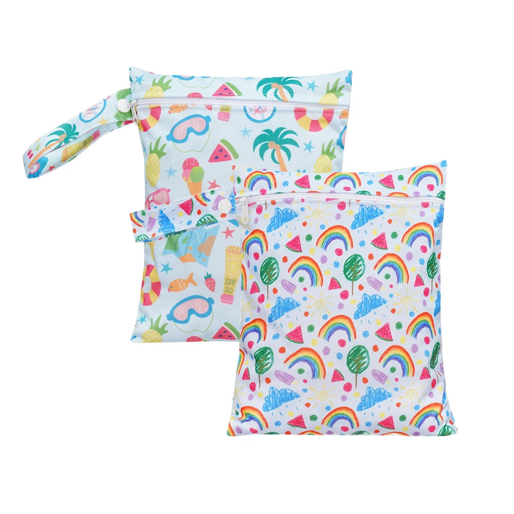Elinfant 2pcs Waterproof Mini Storage Bag For Swimming,Beach&Gym,18*25cm Waterproof Diaper Bag,Wet Dry Bag