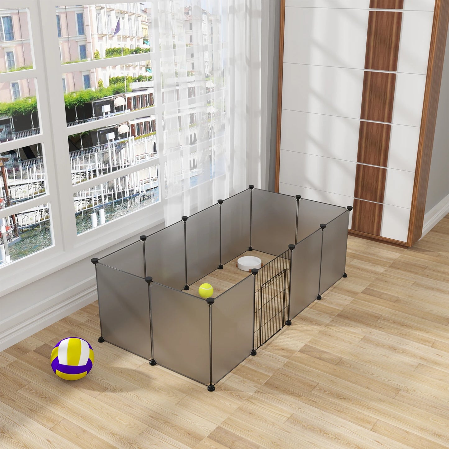 EUGAD Pet Playpen DIY Metal Wire Exercise Modular Enclosure with Door Small Animals Cage for Guinea Pig Rabbit Gerbil Hedgehog Pet Run