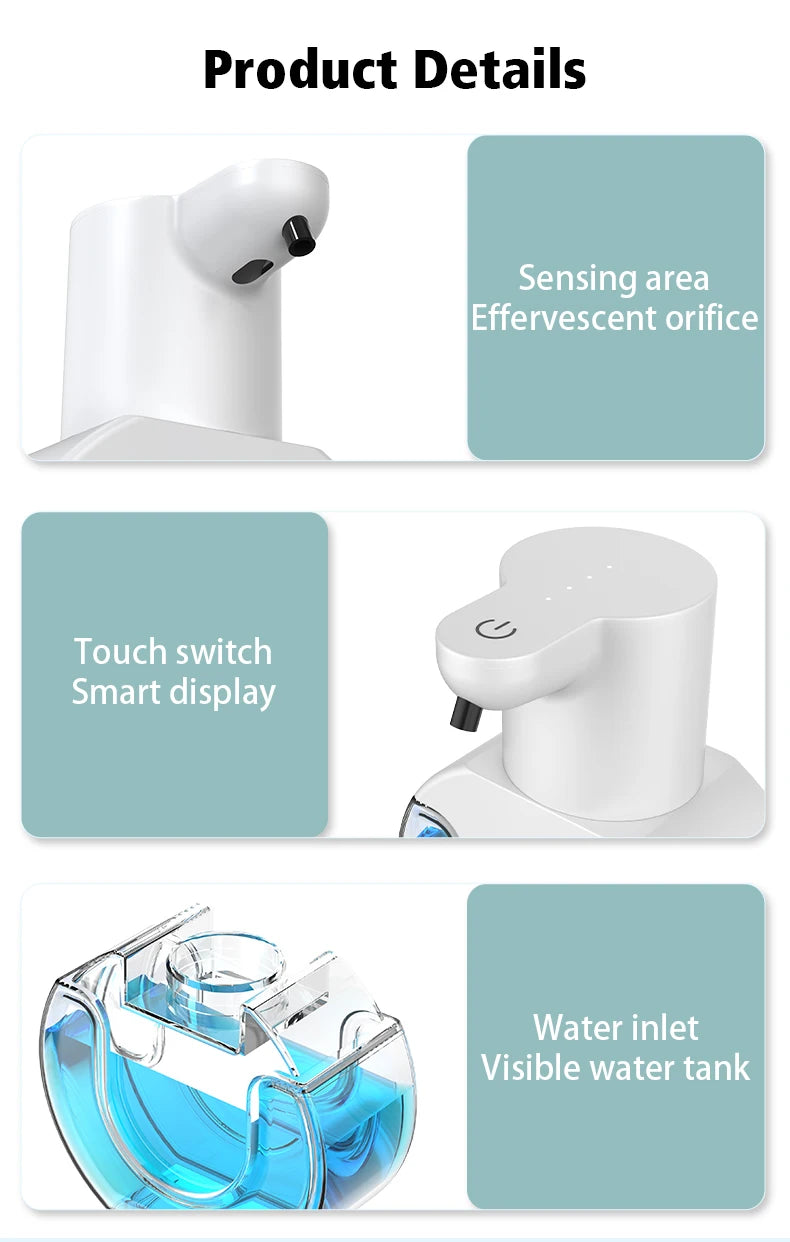 420ML Large Capacity Touchless Desktop Or Wall-Mounted IPX5 Waterproof Smart Infrared Automatic Sense Foam/Liquid Soap Dispenser