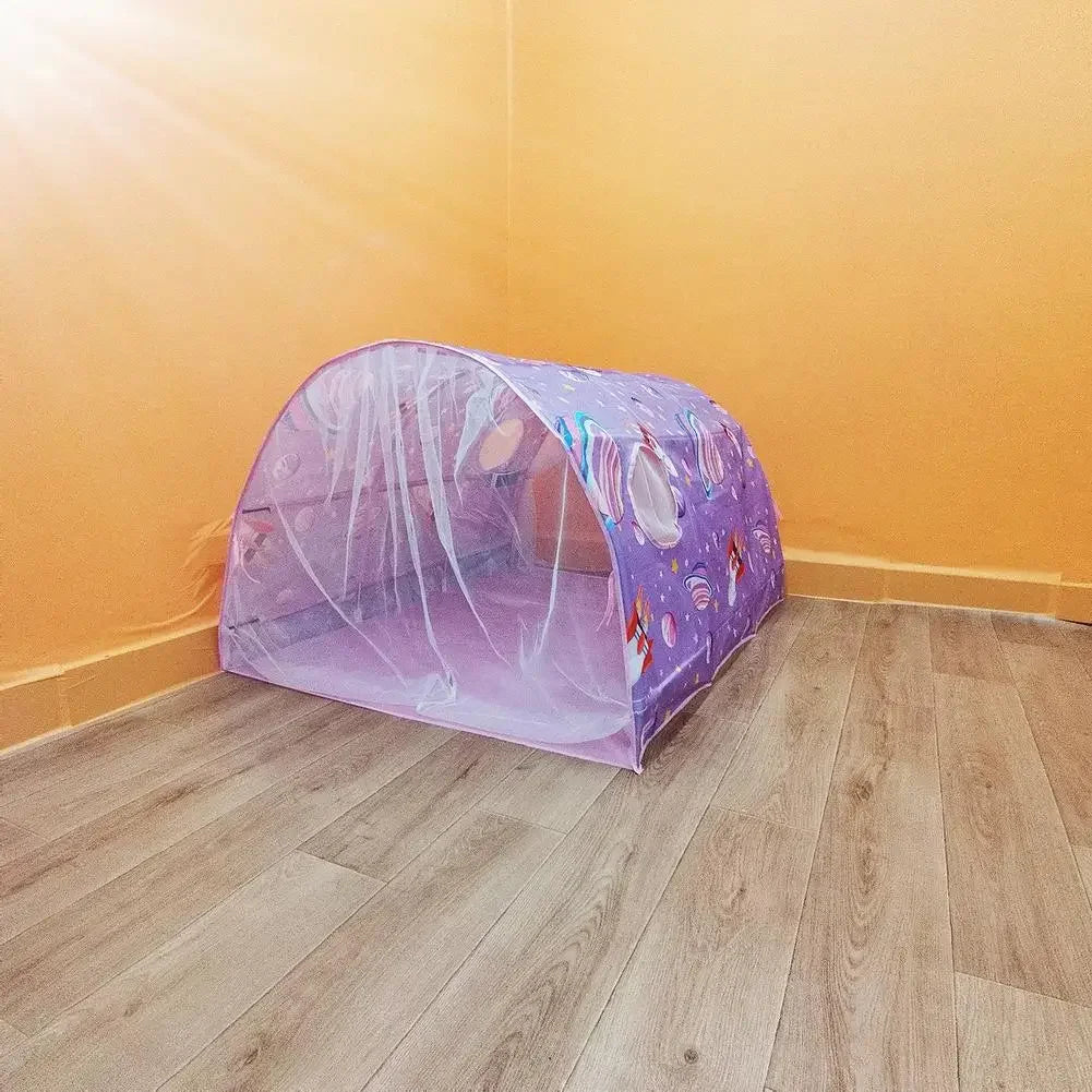 Starlight Dream Bed Canopy Play Tent for Kids Portable Fairy House Tunnel Cozy Playhouse Decor for Children Girls Boys