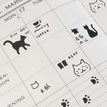 Cat Pattern Double-Sided Bookmark Diary Planning Book Note Gifts Cat Template Ruler Multifunctional Stationery Tool