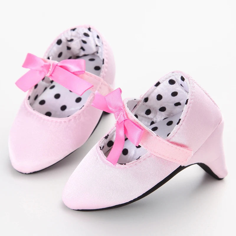 2022 New Infant Newborn Baby Girl High Heels Shoes Princess Bow First Birthday Party Shoes Photo Props Shoes 0-12M