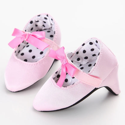 2022 New Infant Newborn Baby Girl High Heels Shoes Princess Bow First Birthday Party Shoes Photo Props Shoes 0-12M