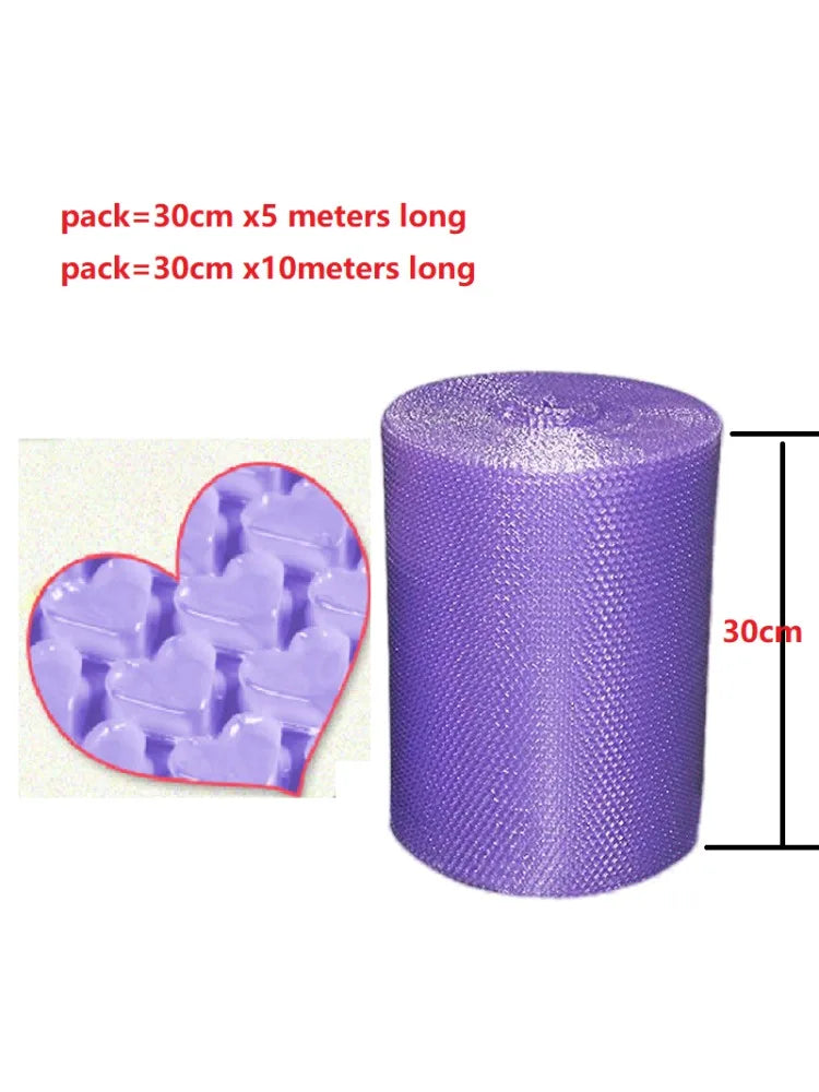 30cmx5/10meter/ Roll Purple Color Bubble Mailers for Packging Shockpoof Gift Box Bag Packing Wrap Love Heart Bubble Film Mailing