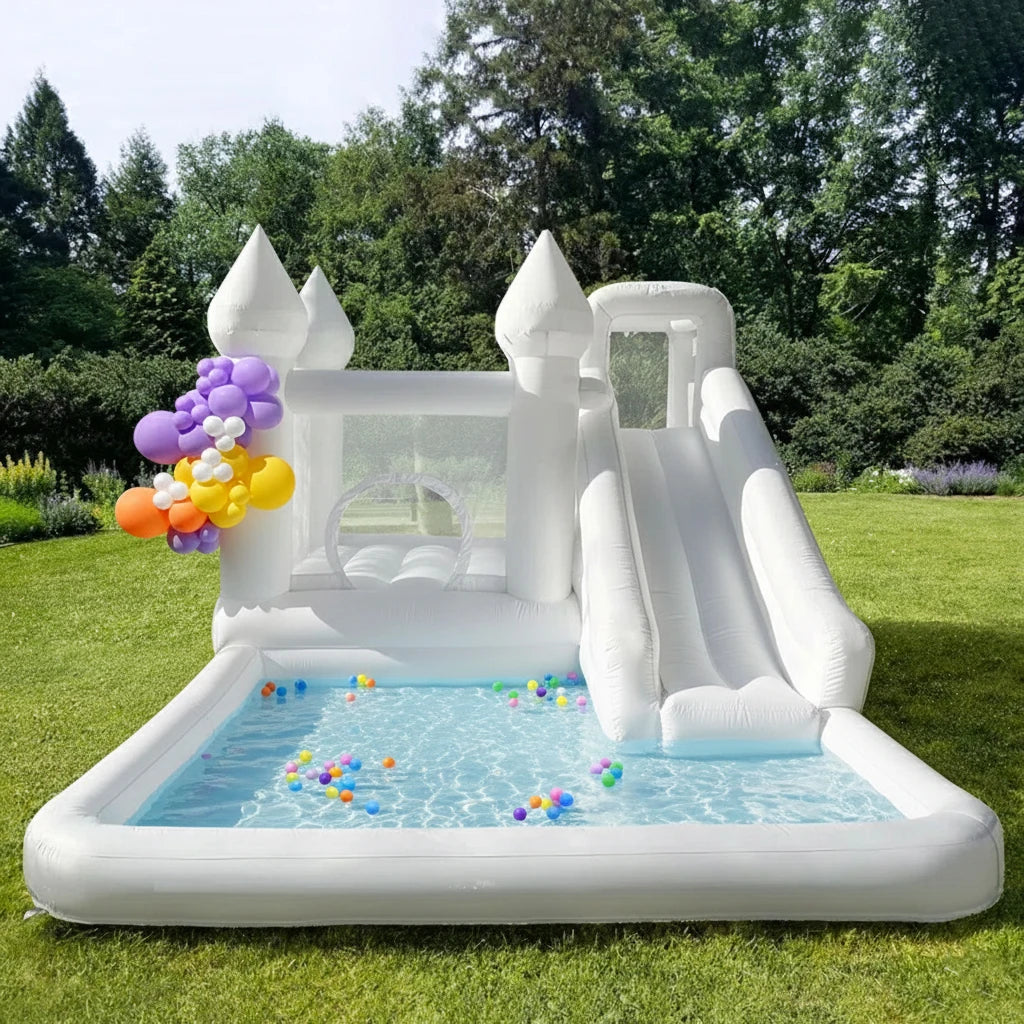 Customization White Bounce House with Blower 10x13.7x7.2ft Kids Bouncy Castle For Birthdays Party/ Gift