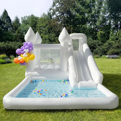 Customization White Bounce House with Blower 10x13.7x7.2ft Kids Bouncy Castle For Birthdays Party/ Gift