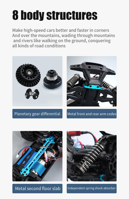 ZWN 1:16 70KM/H Or 50KM/H 4WD RC Car With LED Remote Control Cars High Speed Drift Monster Truck for Kids vs Wltoys 144001 Toys