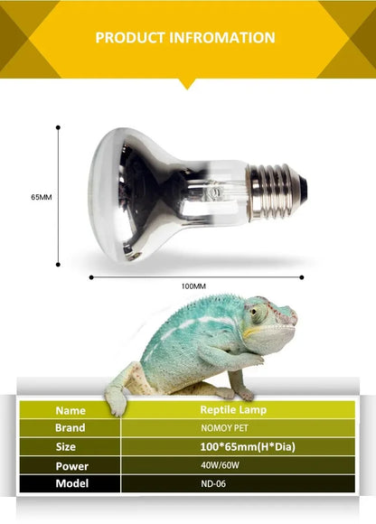 Reptile 40W/60W UVA UVB Sun Light Intense Basking Spot Simulated Natural Sunlight Reptile Heating Lamp for Lizard Snake Turtle