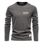 Embroidered 100% Pure Cotton Round Neck Long Sleeved Leisure Sports T-shirt for Men's High-quality Casual Outdoor Sports