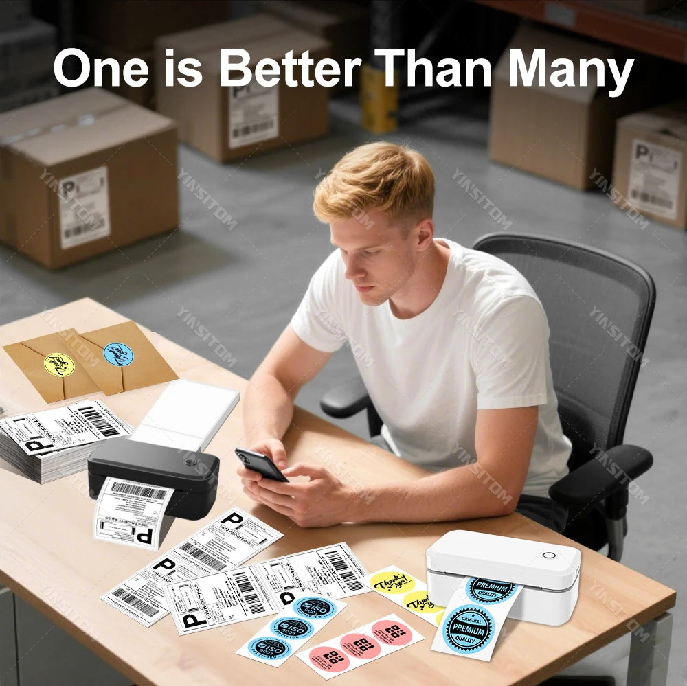 110mm Bluetooth Thermal Label Printer Wireless Shipping Label Printer Compatible with iPhone Android Windows Widely Used X4