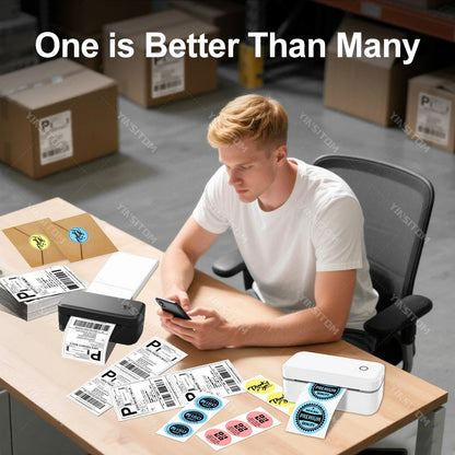 110mm Bluetooth Thermal Label Printer Wireless Shipping Label Printer Compatible with iPhone Android Windows Widely Used X4