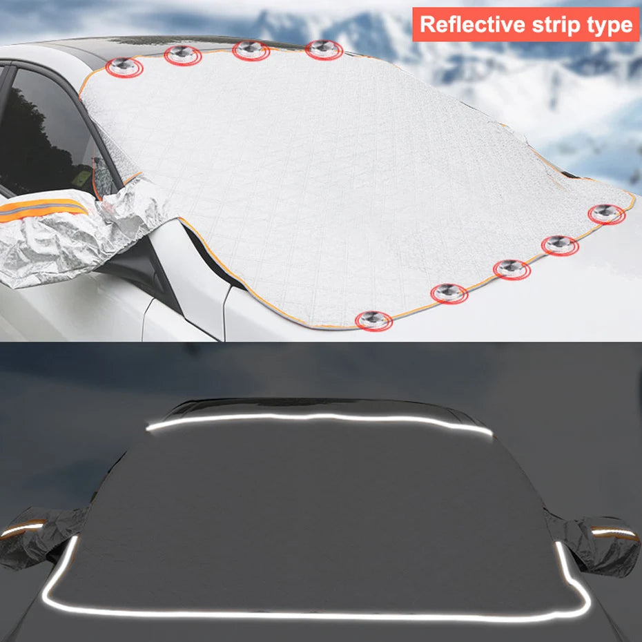 SEAMETAL Upgraded Car Window Snow Cover Large Size Windshield Snow Shield with Hood Cover Universal for Sedan Suv Hatchback