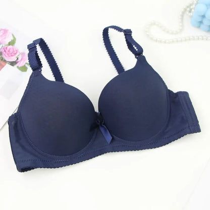 2025 New Sexy Bow Sweat Absorption Bras Solid Smooth 34/75 36/80 38/85 40/90 42/95 44/100 ABC Cup Underwear Pus Up Lingerie
