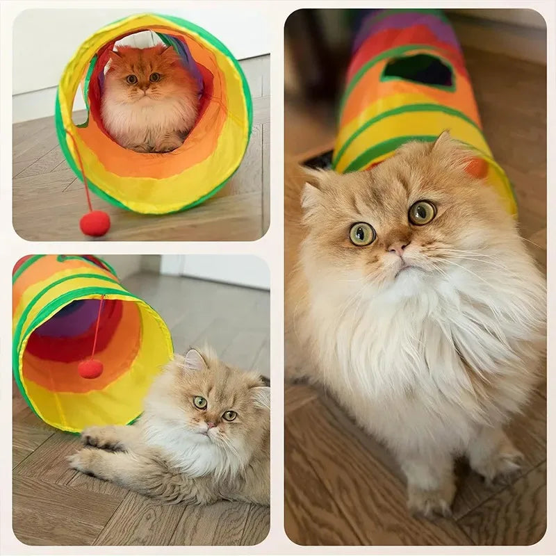Cat Tunnel Foldable Tunnel Pet Supplies Cat S T Y Pass Play TunnelToy Breathable Drill Barrel for Indoor Loud Paper Pet Products