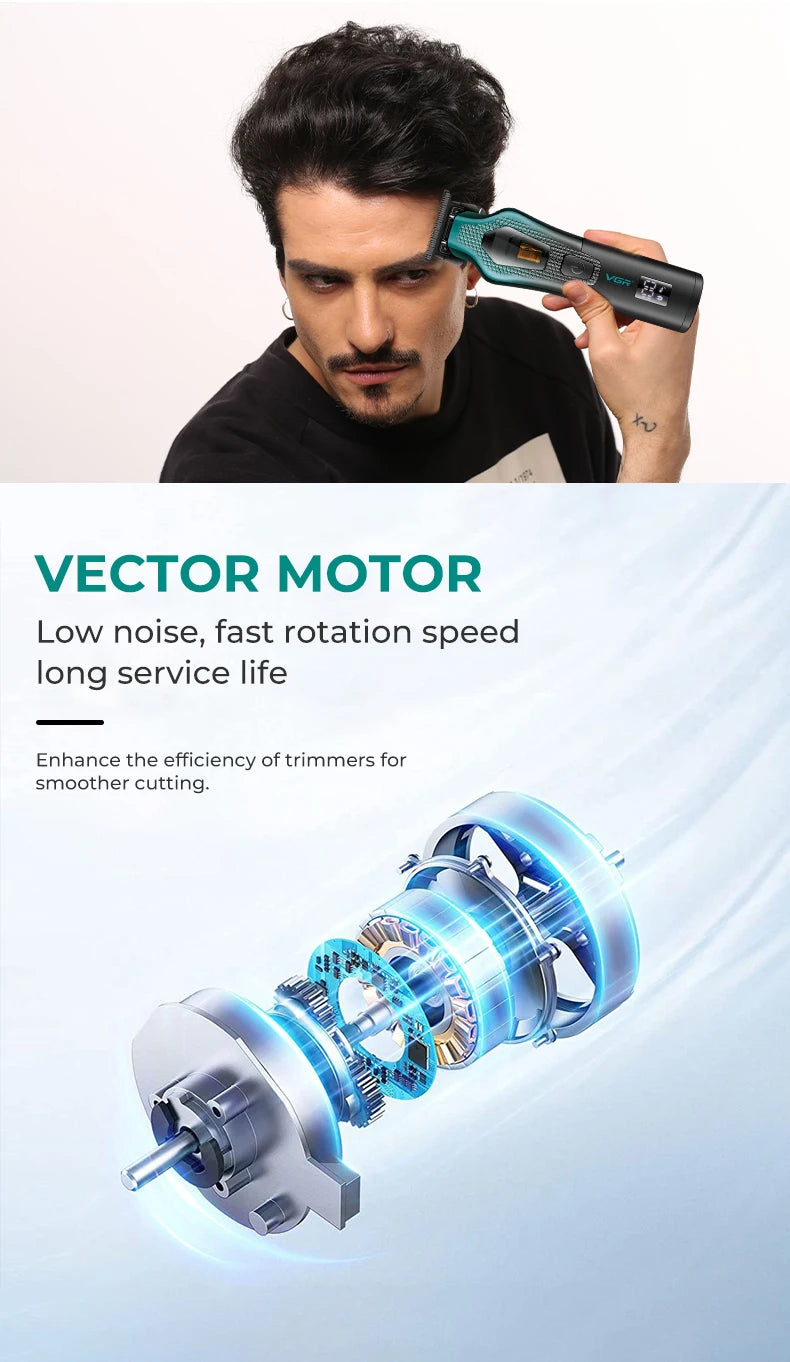 VGR electric hair clipper men's oil head carving electric push gradually changing color metal body 11000 RPM hair clipper V-997