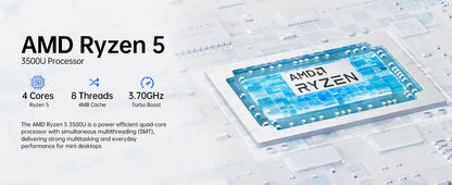 GMKtec G10 Mini PC AMD Ryzen5 3500U (Beats N150/N97) Barebone 2.5GbE NIC LAN HTPC Proxmox Mini Computer,Triple 4K Display WiFi 5