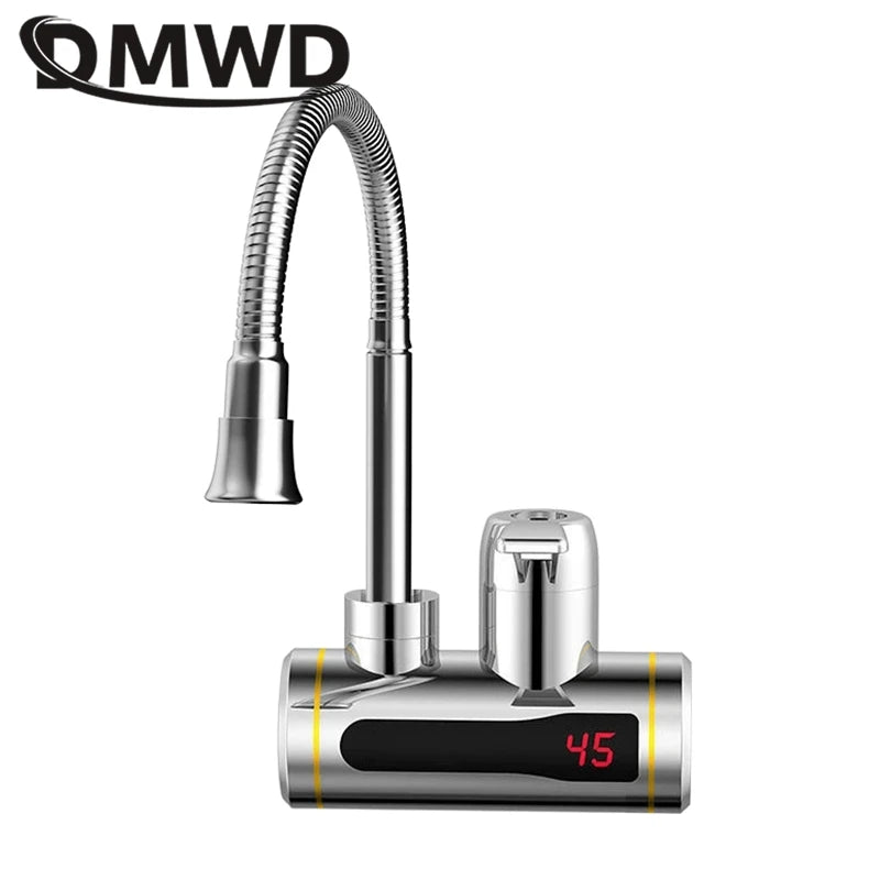 DMWD Tankless Electric Hot Water Heater Universal Hose Faucet Kitchen Instant Heating Tap Water Heater LED Temperature Display