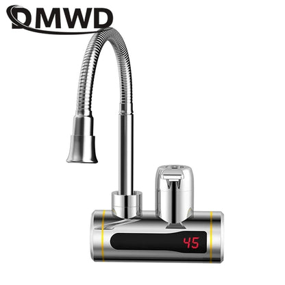 DMWD Tankless Electric Hot Water Heater Universal Hose Faucet Kitchen Instant Heating Tap Water Heater LED Temperature Display