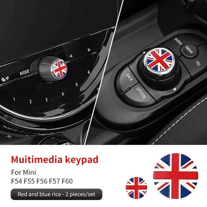Central Control Volume Multimedia Button Knob Sticker for MINI Cooper F55 F56 F57 F60 Countryman Leather Car Interior Styling