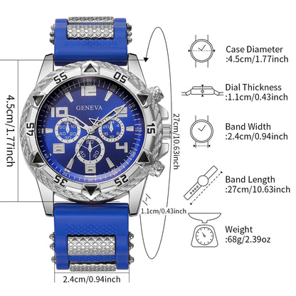 Luxury Arabic Dial Men Business Quartz Watch Fashion Silicone Strap Wristwatch For Man Clock Reloj Hombre (Without Box)