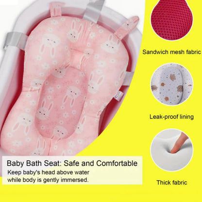 Baby Shower Bath Tub Pad Non-Slip Newborn Bathtub Mat Safety Nursing Foldable Support Comfort Body Cushion Mat Pillow Cartoon