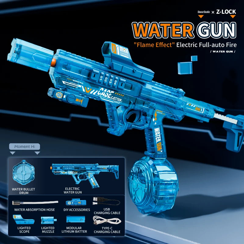 HUIQIBAO Children's electric water gun toy, high-speed water sprayer, suitable for outdoor play use