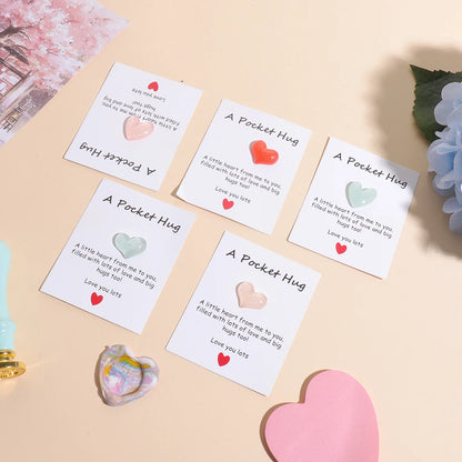 4 Pack Small Cute Pocket Hug Cards, Heart Shape Encouragement Greeting Cards, Mini Love Cards for Birthday Valentine