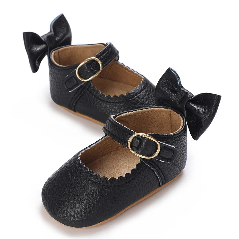 2025Black Fashion Newborn Party Princess Shoes  Boys And Girls' First Step Walking Shoes Rubber Soled Anti Slip Baby Shoes 0-18M