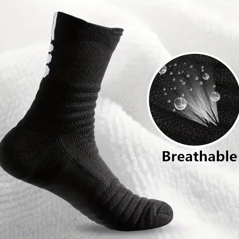 3pairs/Lot Men's Socks Compression Stockings Breathable Basketball Sports Cycling Socks Moisture Wicking High Elastic Tube Socks