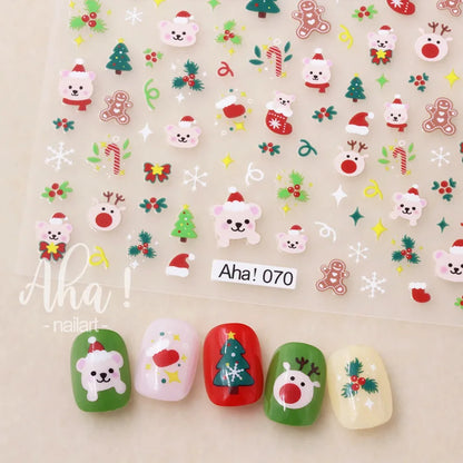 Winter Christmas Atmosphere Nail Stickers Snowman Snowflake Wapiti Self-adhesive High Quality Cute Nail Stickers Nail Art Deco
