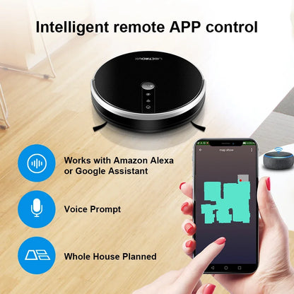 LIECTROUX/LILIN C30B Robot Vacuum Cleaner 6000Pa Suction, Map navigation with Memory,Wifi APP,Electric Water Tank,Wet Mop