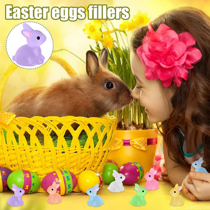 50Pcs Luminous Mini Resin Bunny Tiny Plastic Rabbits Glow in the Dark Miniature Bunnies Figurines for Fillers Fairy Garden