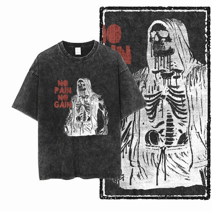 YG BODY BUILDING Printed Cotton Acid Washed Graphic Unisex T Shirt Cool CROSSFIT Streetwear Men Tshirts Big Size Tee for Men