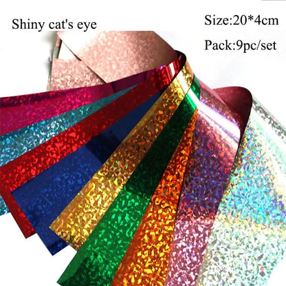 16Pc Holographic Nail Foil Set Starry Transfer 20*4cm Sticker Laser Flowers Leopard Mix Design Decal DIY Nail Art Decoration