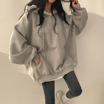 2024 Harajuku Loose Pullover Women Hoodie Oversized Top Summer Zip Up Sweatshirt Female Casual Long Sleeve Pocket Hooded