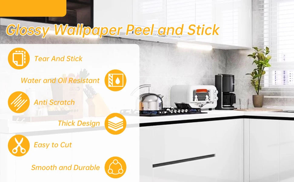 Kitchen Pearlescent Film Waterproof Wallpaper PVC Room DIY Self-adhesive Wall Stickers Wardrobe Kitchen Furniture Wall Stickers