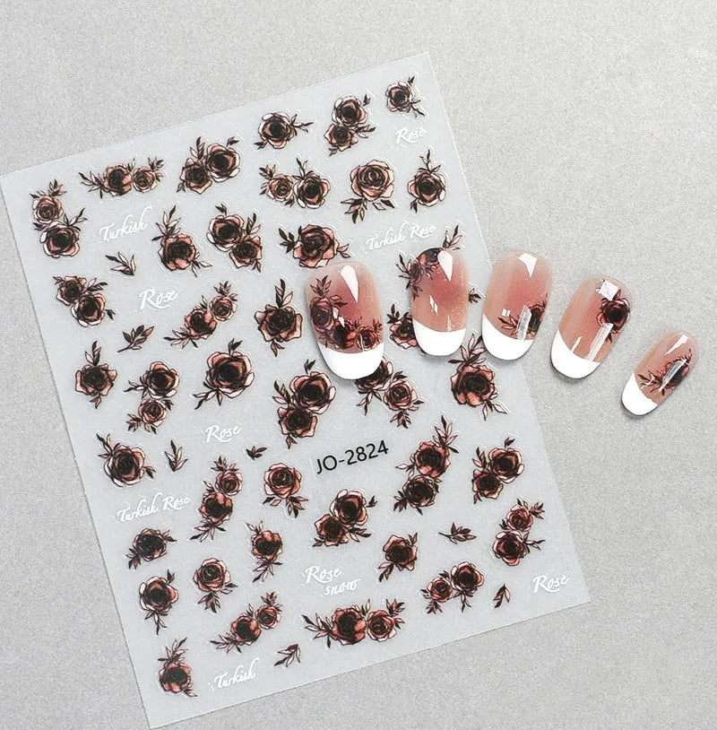 3d Nail Art Decals Spring Booming Violets Lavenders Purple Blue Pink Flowers Butterflys Stickers Decoration For Nail Tips Beauty