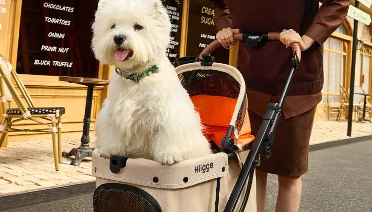 Foldable Pet Stroller Smooth Shockproof Stable Breathable Washable Outdoor Travel Cart for Dogs Cats