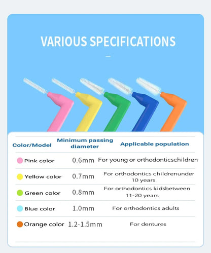 100pcs L-Shape Interdental Brush Wire Orthodontic Interdental Brush Orthodontic Toothbrush Soft Bristle Oral Care