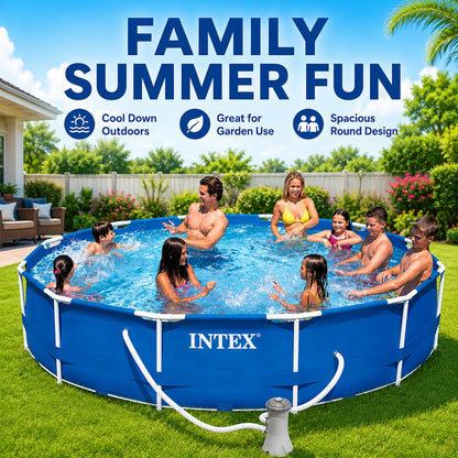 INTEX 366x76cm Round Frame Swimming Pool 6503L Above Ground Family Pool with 2006L/h Filter Pump 220-240V