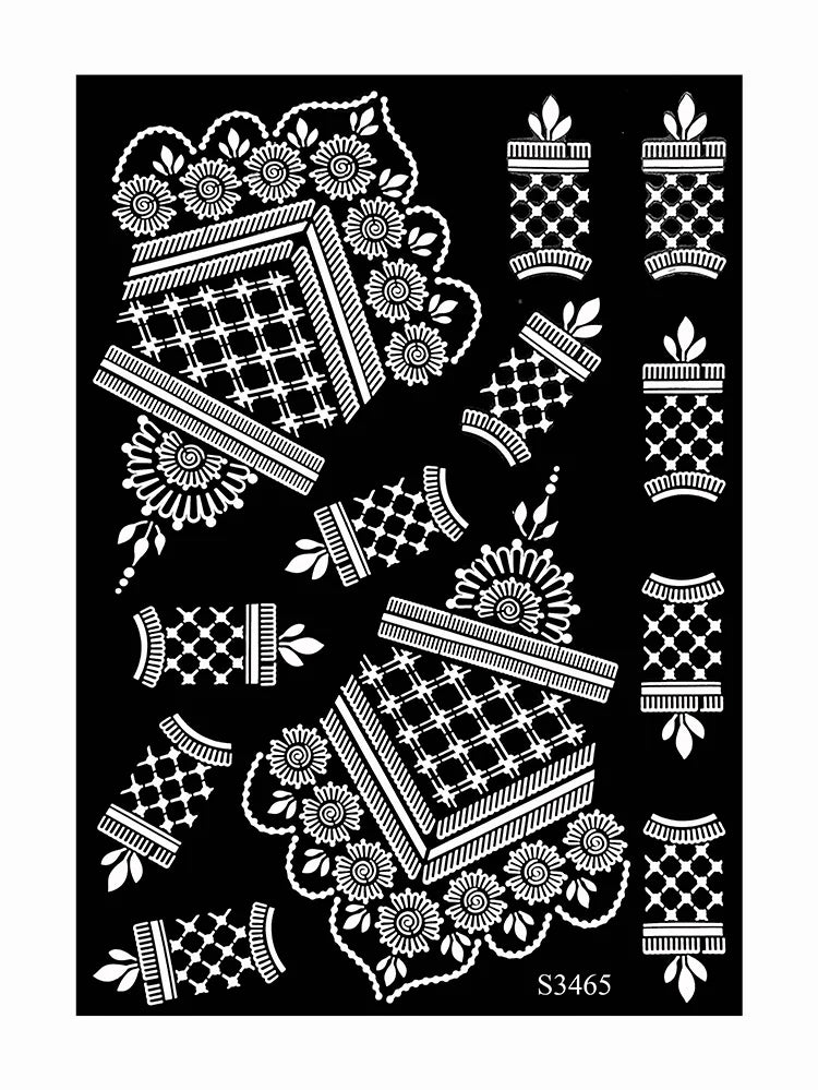 Flower Tattoo Stencil Reusable Henna Template for Hand and Body Henna Tattoo Design for Wedding Festival Party Tattoo Tools