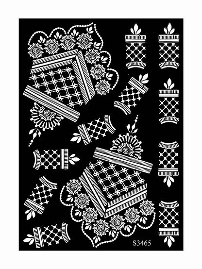 Flower Tattoo Stencil Reusable Henna Template for Hand and Body Henna Tattoo Design for Wedding Festival Party Tattoo Tools