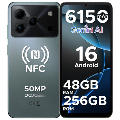 DOOGEE Note56 Plus VIP Edition Smartphone 48GB 256GB 6150mAh Large Battery 6.56'' 90Hz Display 50MP Camera NFC Android 16 Mobile Phones
