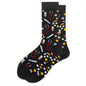 1 pair of men's cartoon printed tool pattern with unique and personalized long socks men  socks