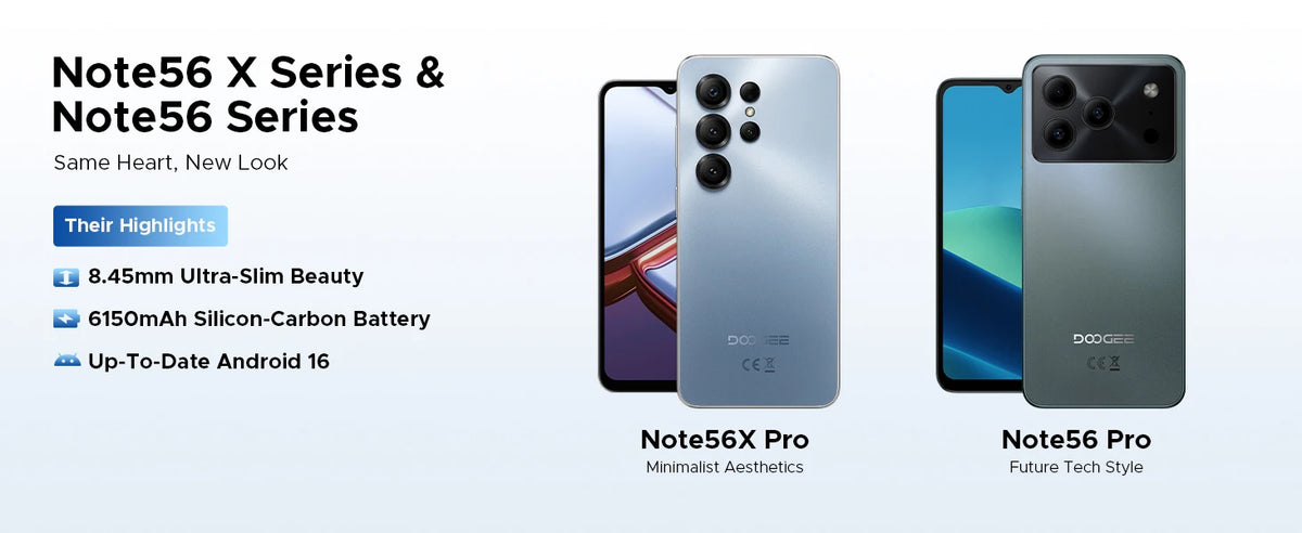 DOOGEE Note56X Pro Android 16 Smart Phone 6.56" 6150mAh Battery 32GB RAM(4+28) 128GB ROM Support Google Pay Widevine L1 Phone